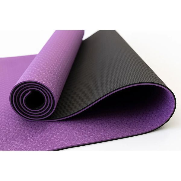 Коврик для йоги, фитнеса, двусторонний, не скользкий Feel Fit 183х61 см, 6 мм фиолетово-черный MS-0613-1-BR19 фото