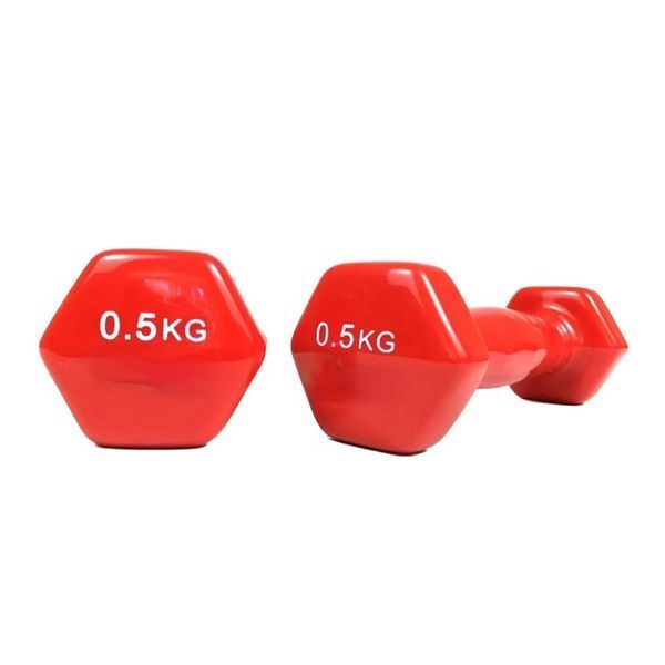 Гантель металева з вініловим покриттям 0.5 кг Feel Fit 2 шт Червоний M-0289-05-RD2 фото
