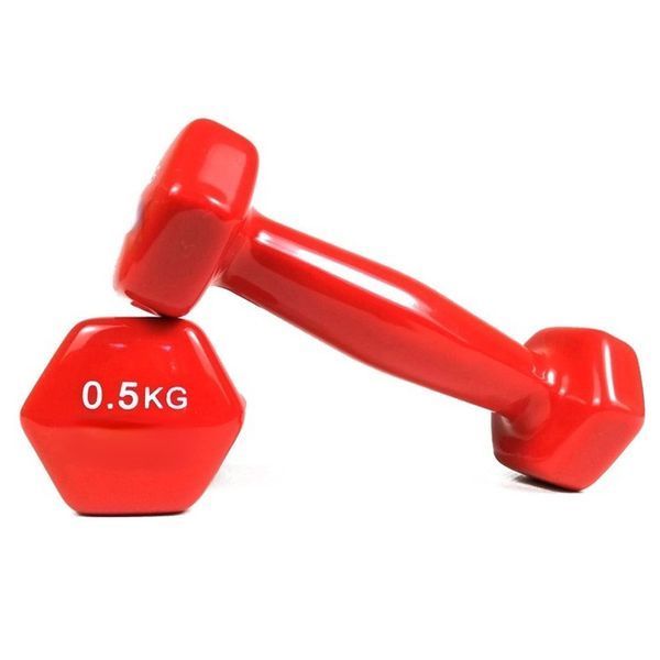 Гантель металева з вініловим покриттям 0.5 кг Feel Fit 2 шт Червоний M-0289-05-RD2 фото