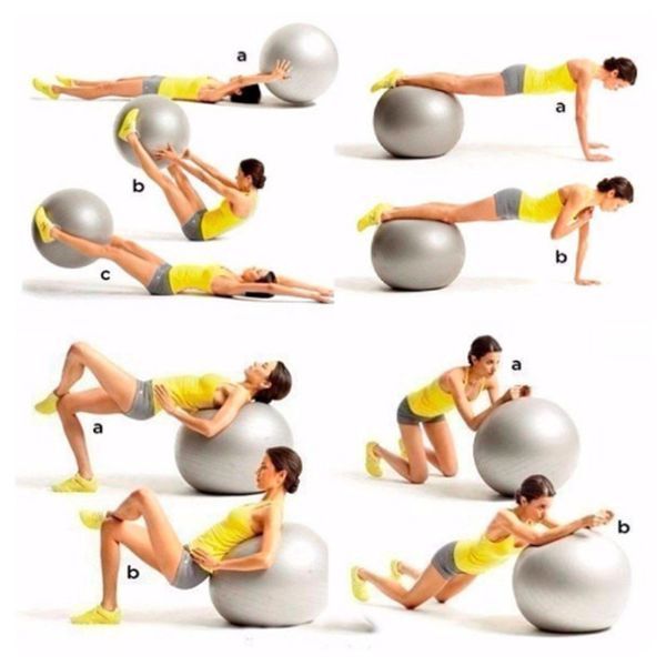 Мяч для пилатеса, фитнеса и йоги с насосом 55 см Feel Fit фитбол Серый 1055-PN фото