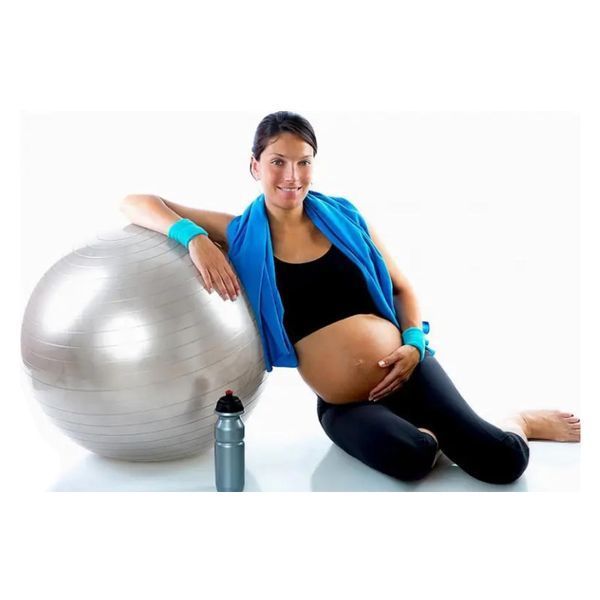 Мяч для пилатеса, фитнеса и йоги с насосом 55 см Feel Fit фитбол Серый 1055-PN фото