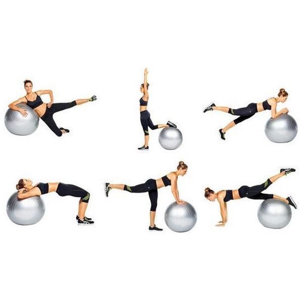 Мяч для пилатеса, фитнеса и йоги с насосом 55 см Feel Fit фитбол Серый 1055-PN фото