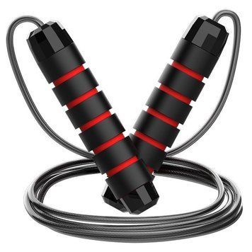 Скакалка швидкісна 260 см Feel Fit Чорно-червона MS-137651 фото