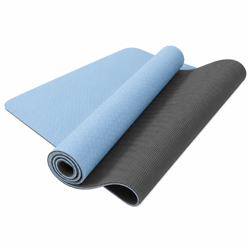Коврик для йоги, фитнеса, двусторонний, не скользкий Feel Fit 183х61 см, 6 мм голубой с черным MS-0613-1-BR19 фото