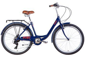 Велосипед уцінений AL 26'' Dorozhnik RUBY Vbr рама-17'' темно-синій з багажником зад St, з крилом St 2022 STK-D-26-300 фото