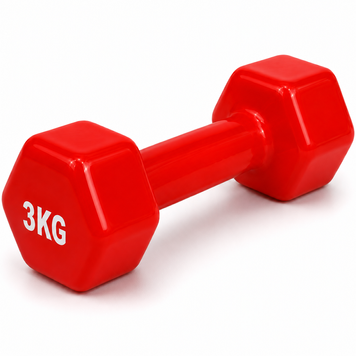 Гантель металева із вініловим покриттям 3 кг Feel Fit Червона 1 шт. M-0289-3-RD фото