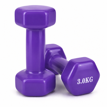 Набір металевих гантель із вініловим покриттям 3 кг Feel Fit фіолетова 2 шт M-0289-3-RD2 фото