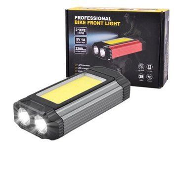 Велофара 501-2XPE+COB, алюминий, micro USB, встроенный аккумулятор 8447 фото