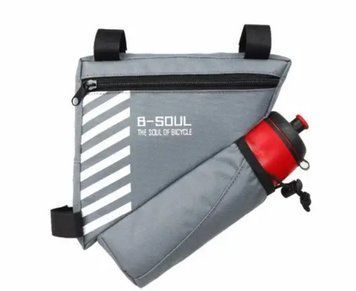Сумка на раму треуголка B-Soul з флягодер BAO-009 Сірий BAO-009-3 фото
