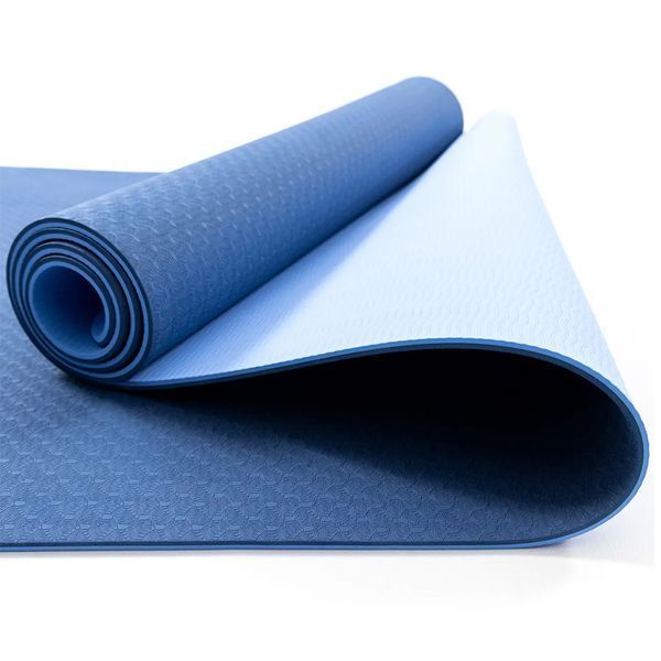 Коврик для йоги, фитнеса, двусторонний, не скользкий Feel Fit 183х61 см, 6 мм сине-голубой MS-0613-1-BR19 фото