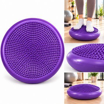 Балансировочная массажная подушка Feel Fit 34 см для фитнеса, йоги и пилатеса, до 120 кг Фиолетовая MS 1651-2 фото