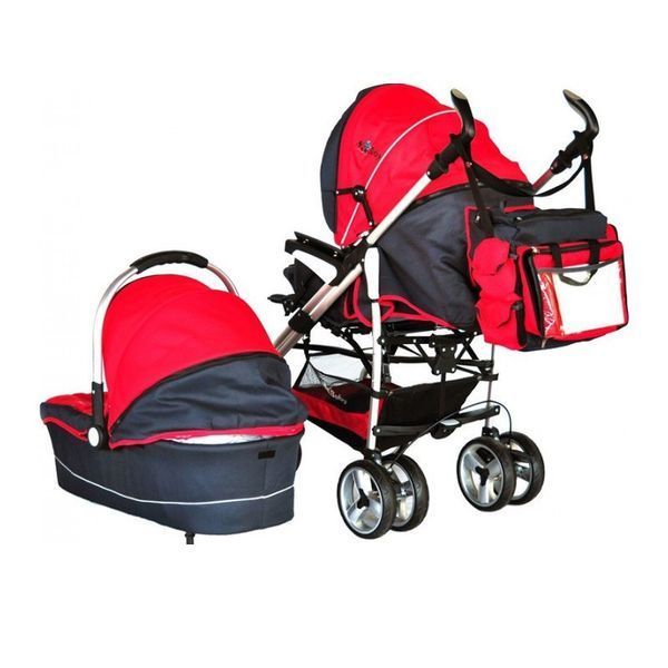 Універсальна дитяча коляска 2 в 1 NeoBaby NB702 Червоно-чорна NB702 фото