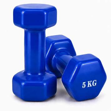 Набір металевих гантель із вініловим покриттям 2 шт. по 5 кг Feel Fit Блакитна M-0289-5-RD2 фото