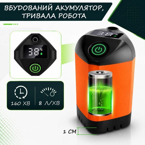 Портативний душ на акумуляторі, 4800 мАг, з дисплеєм, від USB / Акумуляторний душ / Туристичний душ / Похідний душ DSU-001 фото