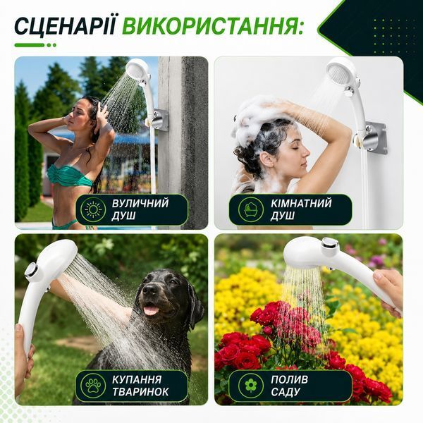 Портативний душ на акумуляторі, 4800 мАг, з дисплеєм, від USB / Акумуляторний душ / Туристичний душ / Похідний душ DSU-001 фото